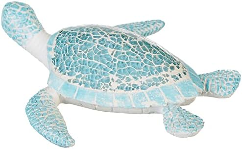 Mosaico de tartaruga marinha de resina costeira azul estatuetal