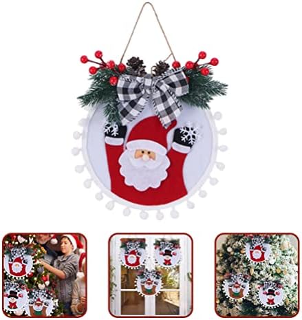 Besportble Christmas Wreaths Decor Sign, 9,4 polegadas de inverno Santa Salto pendurado com arco de fita e galhos de pinheiros