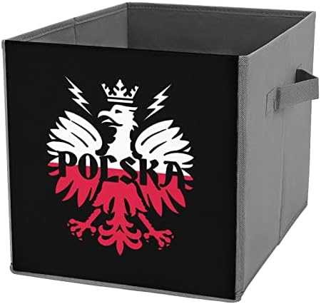 Polska Eagle Polônia Cubos de armazenamento com alças Bins de tecido dobrável Organizando cestas para prateleiras armário