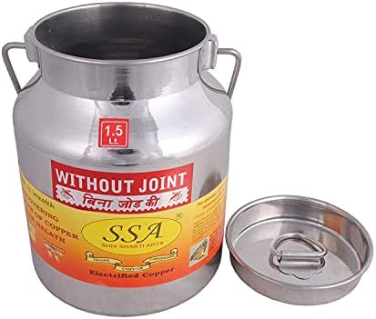 Shiv Shakti Arts® sem articulações de contêiner de aço inoxidável Milk Lata com tampa e manuseio recipiente ghee | Ghee