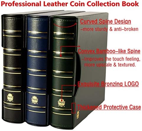 Ettonsun Professional 250 Bolsões Coleção de moedas Álbum 1,8 x 1,6 polegada Coleta de coleta de suprimentos de moeda de moedas para colecionadores, preto