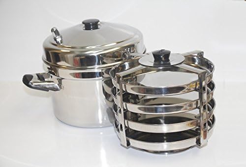 Tabakh 4 placas de aço inoxidável dhokla stand com fogão, grande, prata
