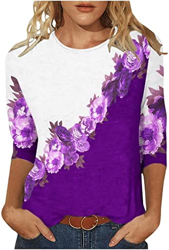 Camiseta da blusa para mulheres Summer Summer outono 3/4 manga 2023 Roupas Trendy Crewneck Cotton Graphic Logo Fit Blouse