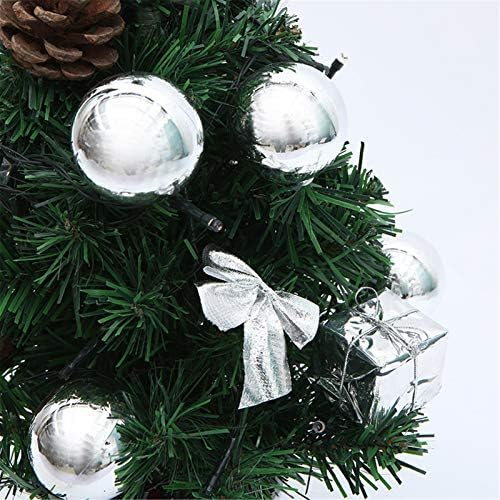 Árvore de Natal Wogqx Mini com ornamentos e 40 luzes LED, pequena árvore de decoração de desktop para barra de compras