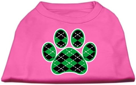 Mirage Pet Products Argyle Paw Camisa de tela verde de tela rosa brilhante xxxl