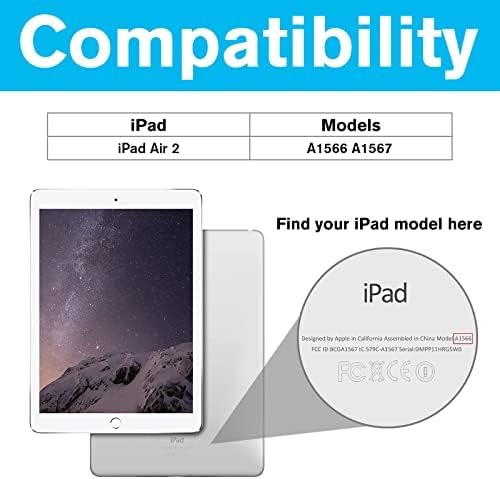 Procase Smart Case para iPad Air 2, Casa de proteção de suporte leve Ultra Slim com tampa traseira translúcida e translúcida para Apple iPad Air 2 -Navy