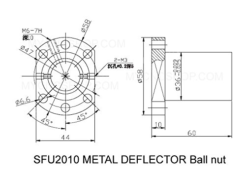 FBT DIA.20MM 2010 Anti -Backlashed Ballscheat CNC Parts x y zkits = SFU2010 - L300 mm + Defletor de metal porca de esfera +