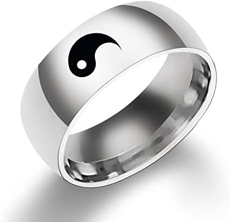 Colorido bling yin yang anel correspondente tai chi balanceado anel de aço inoxidável amizade bff presente para o melhor