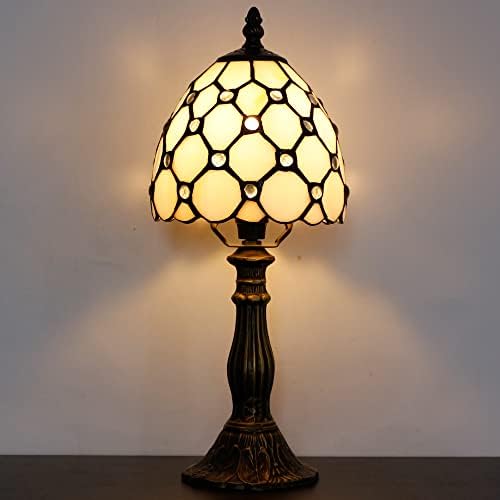 RhLamps Small Tiffany Lamp White Crystal Style Style Stained Table Lamp 14