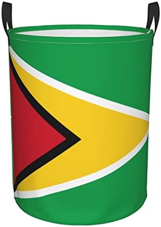 Bandeira de roupa de lavanderia da Guiana cesto de roupa circular de roupas de roupa dobrável para cestas de armazenamento para quarto cesto de banheiro