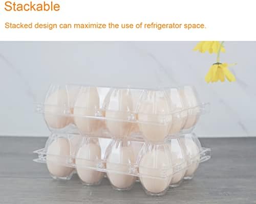 Cartões de ovos com antecedência 60 pacotes, caixas de ovo em branco de plástico transparente com rótulos livres, segura até 12 ovos com segurança, perfeito para os mercados agrícolas de pastagens familiares - Média