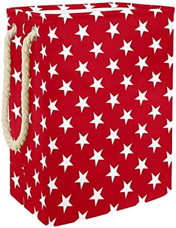 Indither White Stars On Red Background Pattern Lavanderia grande cesto de roupas prejudiciais a água cesto de roupas para roupas