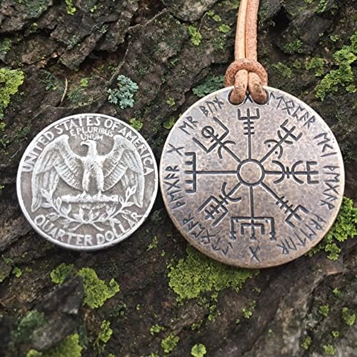 Post Shire Post Mint Vegvisir Nórdico Colar Compass em Cordamento de Couro