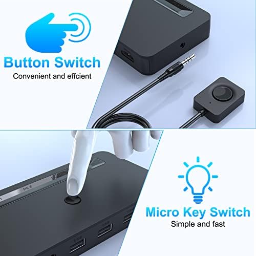 Switch 4K HDMI KVM 4 Portas para 4 computadores compartilham um monitor HD 4K, 3 dispositivos USB Printer de mouse de teclado,