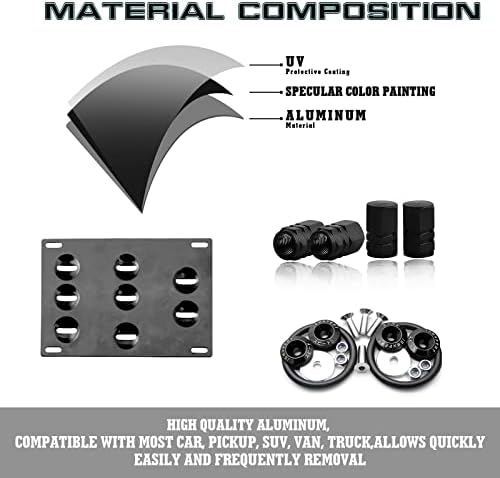 Conjunto de tecnologia Xotic Placa de gancho de reboque de alumínio + tampas da válvula de ar da roda + Liberação do