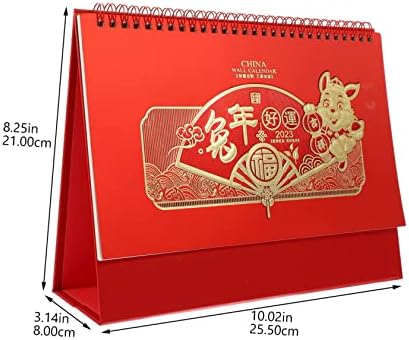 Operitacx 2pcs 2023 2023 Ano do calendário de coelho Adornos para os ornamentos do escritório Casa Presentes Chineses Calendário