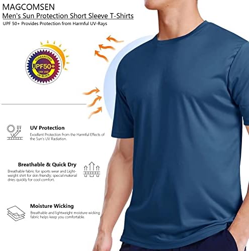 T-shirt de manga curta de Magcomsen masculina Menina rápida UPF 50+ Athletic Running Exercício de pesca camiseta de