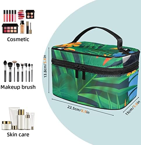 Bolsa de maquiagem portátil do ECMrad folhas de palmeira tropical Impressão de toucan Capacidade com zíper adequado