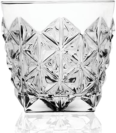 Os copos de cristal elegantes e modernos para hospedar festas e eventos - vidro antiquado duplo, conjunto de 6, 10 onças.