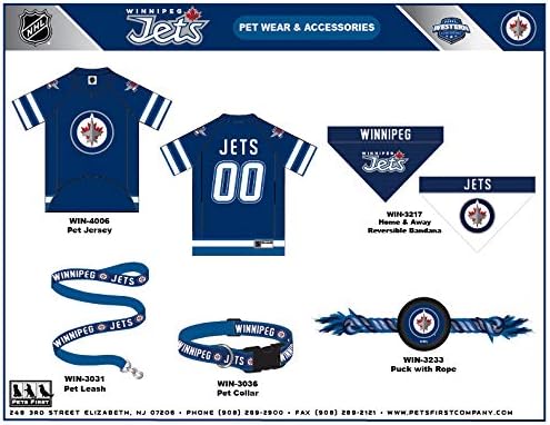 Animais de estimação Primeiro NHL Winnipeg Jets Collar for Dogs & Cats, pequeno. - Ajustável, fofo e elegante! O melhor colarinho de fãs de hóquei!