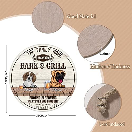 Alioyoit engraçado cão cão paletes de madeira letre e grelha de madeira redonda personaliza cabide de porta de cachorro