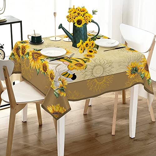 Toleta de mesa de girassol hexagrama, toalha de mesa amarela Retângulo 54x54 polegada, toalha de mesa interna ou