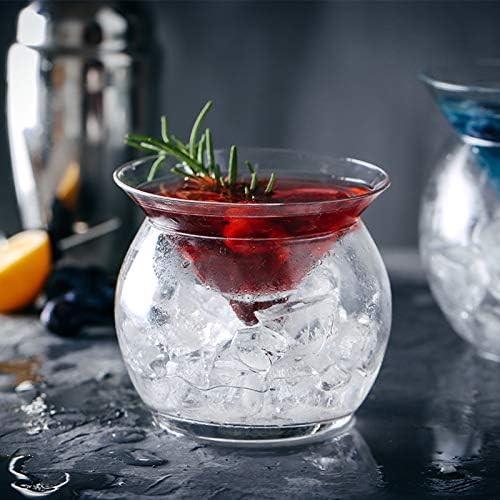 Conjunto de vidro NBSXR -Cocktail, triângulo de vidro duplo com base, copo de coquetel refrigerado, copo de coquetel molecular, dois