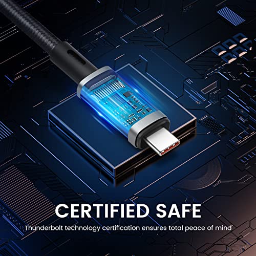 Namcim Thunderbolt 4 Cable, Thunderbolt Certified, 1,0 metro, 40 GB/s de transferência de dados, carregamento de energia de 120W, compatível com os dispositivos Thunderbolt 4, Thunderbolt 3, USB-C e USB4, preto