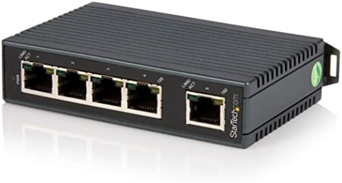 Startech.com Switch Ethernet de 5 portos - Solução de rede industrial de 10/100mbps - Interrupção da Internet com eficiência energética com classificação IP30, preto