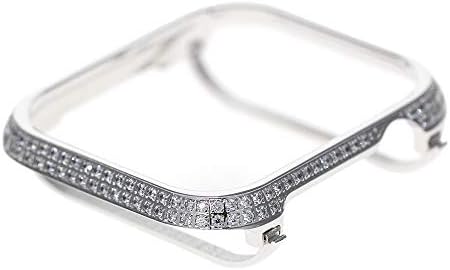 Hjinvigour trabalhos manuais incrustados de luxo Bling shinestone Diamond Bumper Bumper Crystal Case Compatible Apple Watch Series 6 5 4 SE