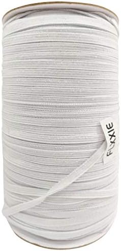 FLXXIE 100 metros de comprimento 1/4 de largura de polegada Banda elástica, rolo elástico elástico elástico para costurar artesanato e bricolage, branco