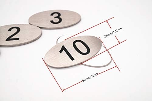 304 Tabela oval de aço inoxidável Gravado Numbers Black Numbers Pubs Restaurantes Clubes - 1 a 10