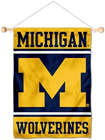 Michigan Wolverines Mini Small Banner e Banner Pole Bundle