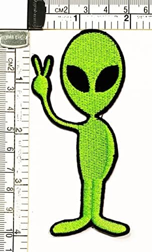 Kleenplus verde fofo alien ferro de ferro em remendos desenho animado infantil estilo moda bordada motivos applique decoração