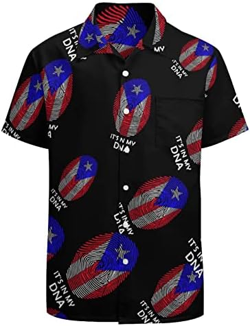 Porto Rico está nas camisas do meu DNA masculino de manga curta para baixo blusa camiseta casual camisetas de praia com bolso