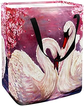 Djrow cestos para lavanderia pintura a óleo cisne flores rosa Flores toile cesto lidar