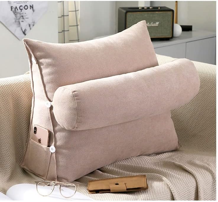 PDGJG Velvet Reading Pillow Backrest Almofada travesseiro redondo com preenchimento de algodão Algodão Almofada