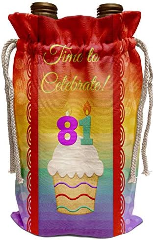 3drose Beverly Turner Aniversário Convite Design - Cupcake, Velas Número, Time, Celebre 81 anos Convite - Bolsa de Vinho