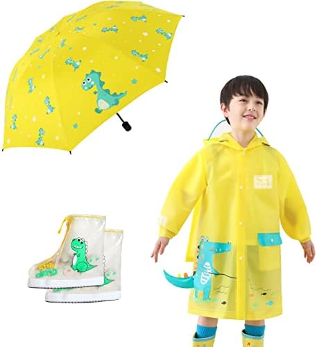 3 PCs Conjunto Kids Umbrella Girls & Boys Rain Janel, guarda -chuvas e sapatos de chuva à prova d'água para chuva - Capa de