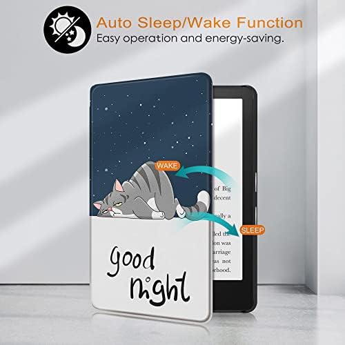 Caso esbelto para o novo Kindle-capa de couro PU com acordamento automático/sono sleep All-New Kindle 2019, Blue Planet
