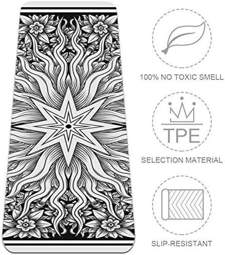 Siebzeh Efeito de madeira esculpida Floral Star Pattern Premium Premium grosso de ioga MAT ECO AMICIAL DE RORBO
