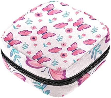Borboletas padrão de maquiagem rosa, bolsa de cosméticos, bolsa de higieness portátil para mulheres e meninas