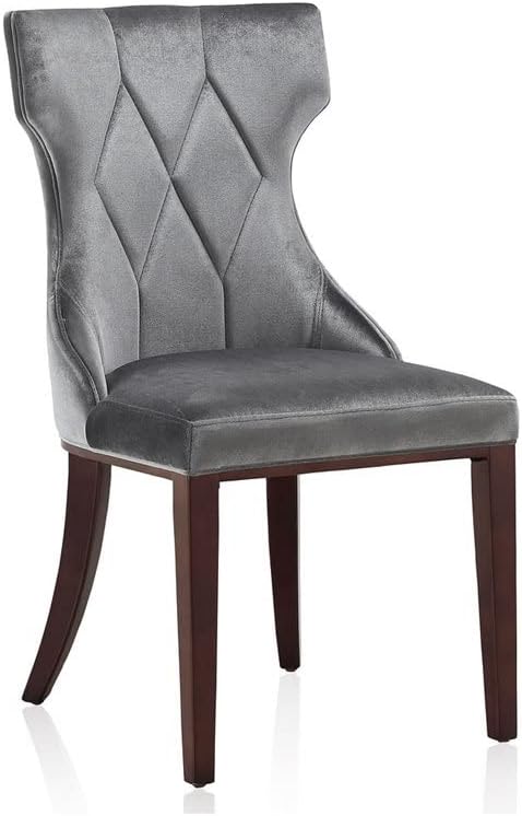 Manhattan Comfort Reine meados do século Moderno Velvet estofado Cadeira de jantar Wingback, conjunto de 2, tamanho único, cinza