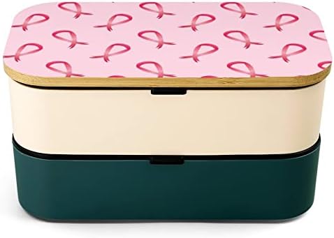 Fitas de fitas rosa do câncer de mama Bento Bento Bento Bento Box Box Recipientes com 2 compartimentos para piquenique de trabalho offt