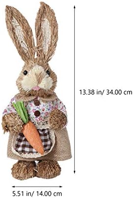 Estátua de coelho de páscoa aboofan Bunny coelho coelho coelho coelho rústico- tecido de palha de palha da fazenda decoração de jardim