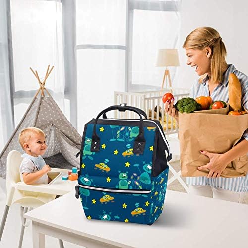 Estrelas fofas e alienígenas estampas noturnas bolsas de bolsas de mochila mamãe mochila bolsa de enfermagem para cuidados com o bebê