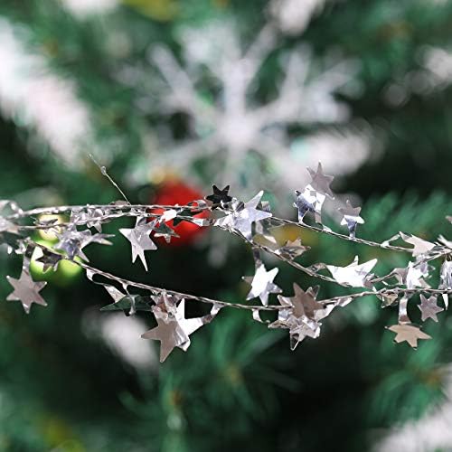 Garlandes de tinsel com arame de 75 pés de 75 pés com arame, decorações de guirlanda de arame de estrela de Natal para a árvore de