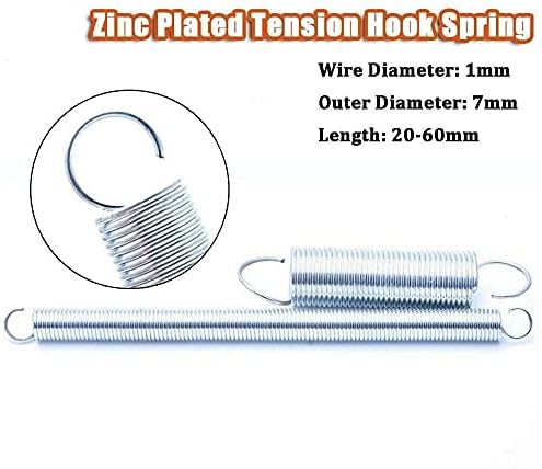 Haibing Spring Compressão Springs Diâmetro do fio 1 mm de 1 mm de zinco branco diâmetro externo 7 mm mola de tensão com extensão