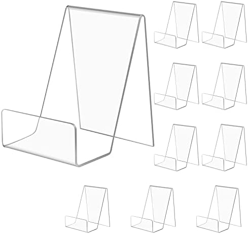 Siyomg Acrílico Stand, 10 pacote de plástico de plástico Cavalé com borda, suporte de tablet transparente para exibir