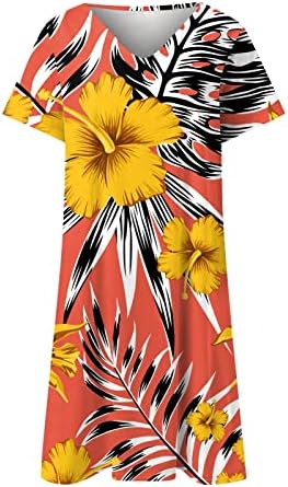 Vestidos de verão hpjklytr para mulheres 2023 Casual Cotton Printing Moda de pescoço Mini-line